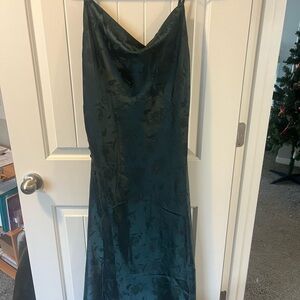 Elegant dark Green Satin Dress lulus L